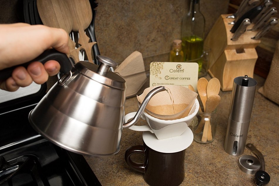 Coletti COL101 Pour Over Kettle Set - 1L Stainless Steel Kettle with Thermometer N4