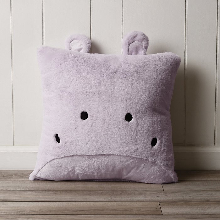 Best Home Fashion Rabbit Faux Fur Animal Pillow Cover (Set of 2), 18" x 18", Pink N18