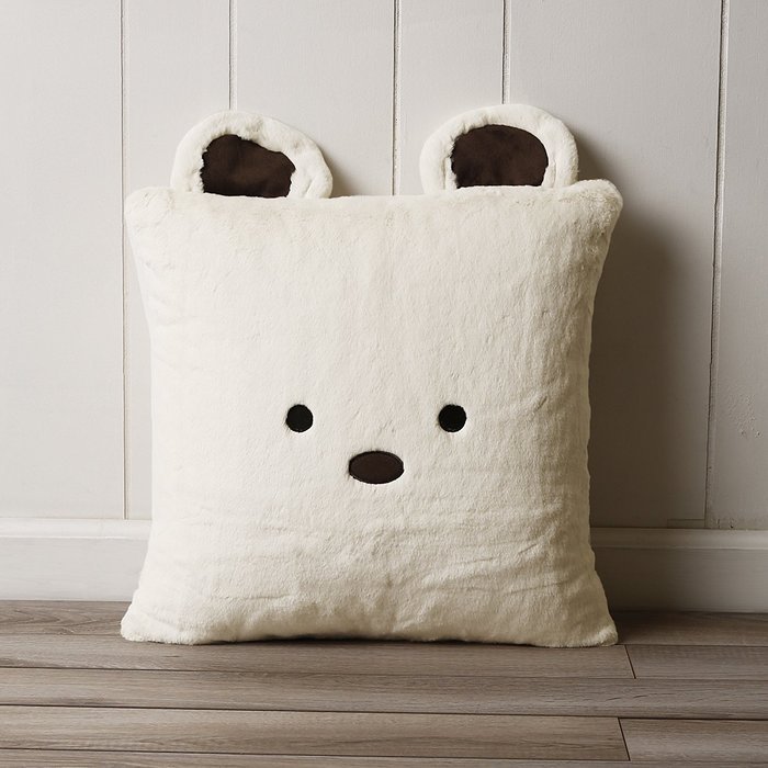 Best Home Fashion Rabbit Faux Fur Animal Pillow Cover (Set of 2), 18" x 18", Pink N21