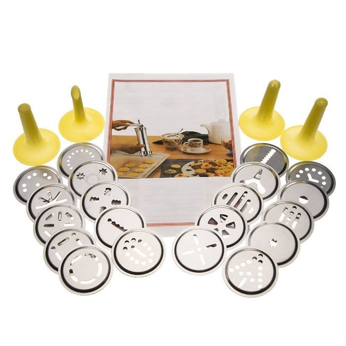 Cookie Press Kit, AmyTalk Stainless Steel Biscuit Press Set Includes 20 Discs & 4 Icing Tips,Best Christmas Spritz... N5