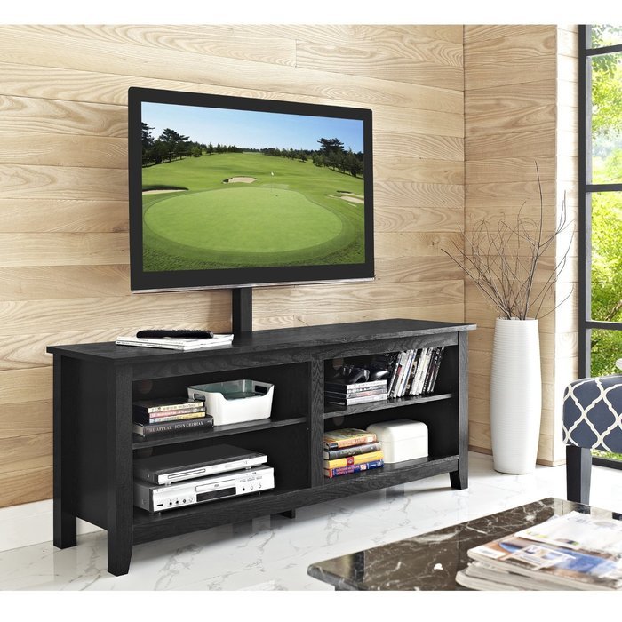 WE Furniture 58" Wood TV Stand Storage Console, Espresso N9