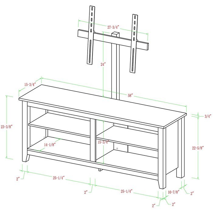 WE Furniture 58" Wood TV Stand Storage Console, Espresso N13