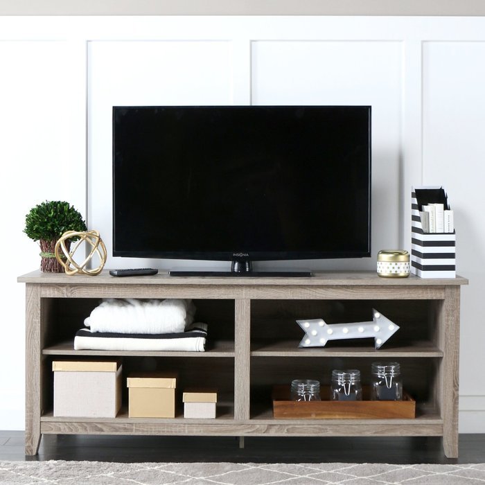 WE Furniture 58" Wood TV Stand Storage Console, Espresso N14