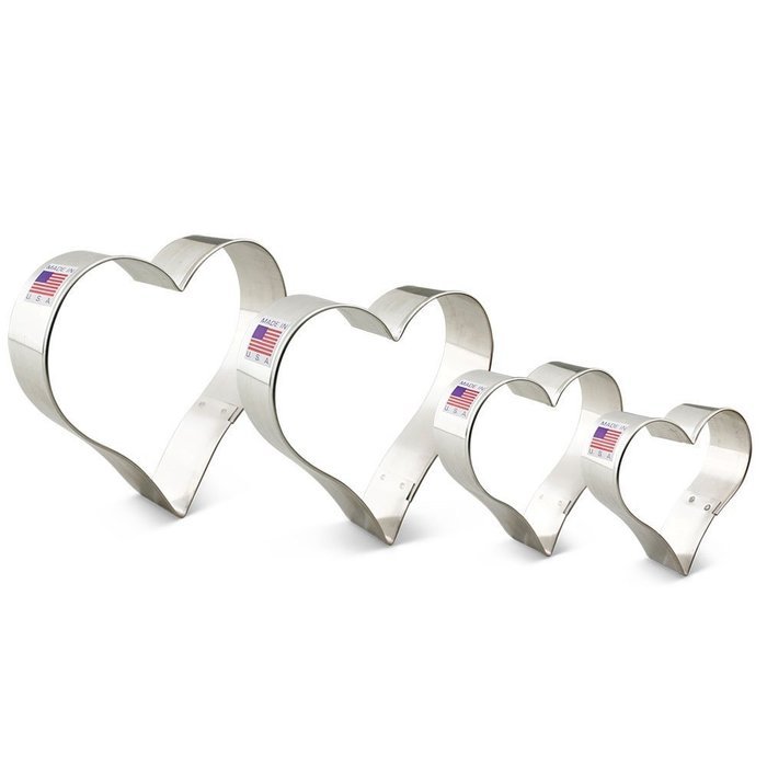 Ann Clark Heart Cookie Cutter Set - 4 Piece - 2 5/8", 3 1/4", 3 5/8", 4" - Tin Plated Steel