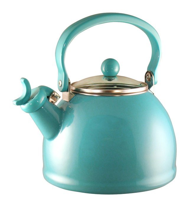 Calypso Basics 2-1/5 Quart Whistling Teakettle w/ Glass Lid, Turquoise