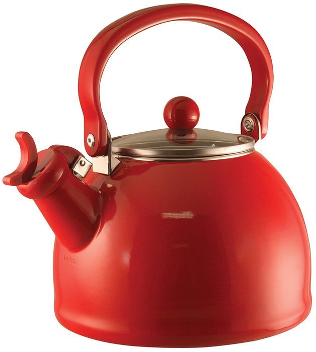 Calypso Basics 2-1/5 Quart Whistling Teakettle w/ Glass Lid, Turquoise N2