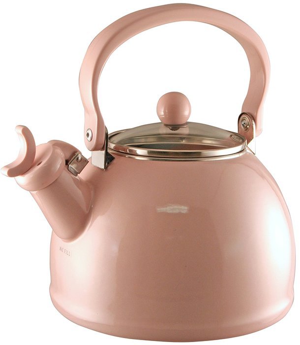 Calypso Basics 2-1/5 Quart Whistling Teakettle w/ Glass Lid, Turquoise N5