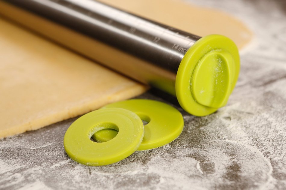 Goeet Stainless Steel Rolling Pin - Professional Baking - 3 Adjustable Discs / 3 Precise Thicknesses - French... N2