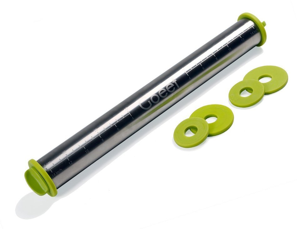 Goeet Stainless Steel Rolling Pin - Professional Baking - 3 Adjustable Discs / 3 Precise Thicknesses - French... N9
