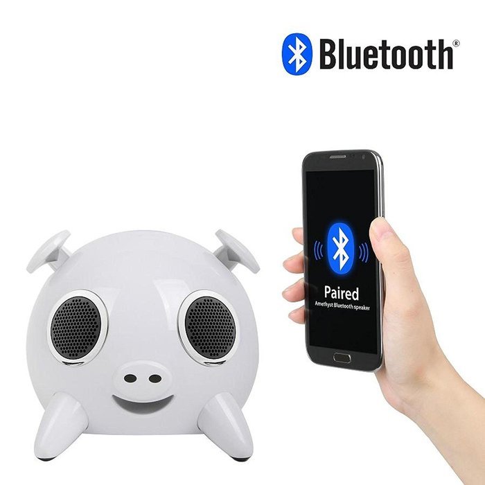 Amethyst Innovations A1-BT7120WH Bluetooth Pig Speaker, White N4