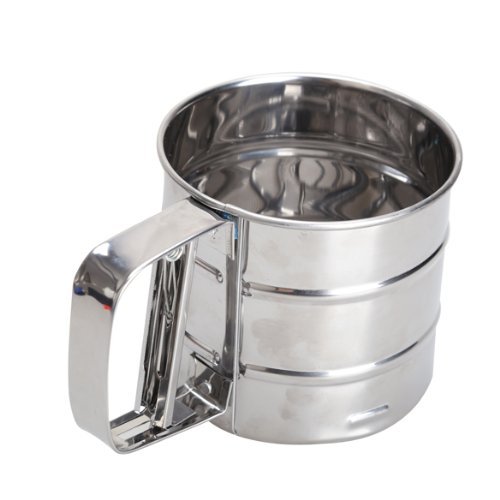 Vktech Mesh Flour Bolt Sifter Manual Sugar Icing Shaker Stainless Steel Cup Shape N4