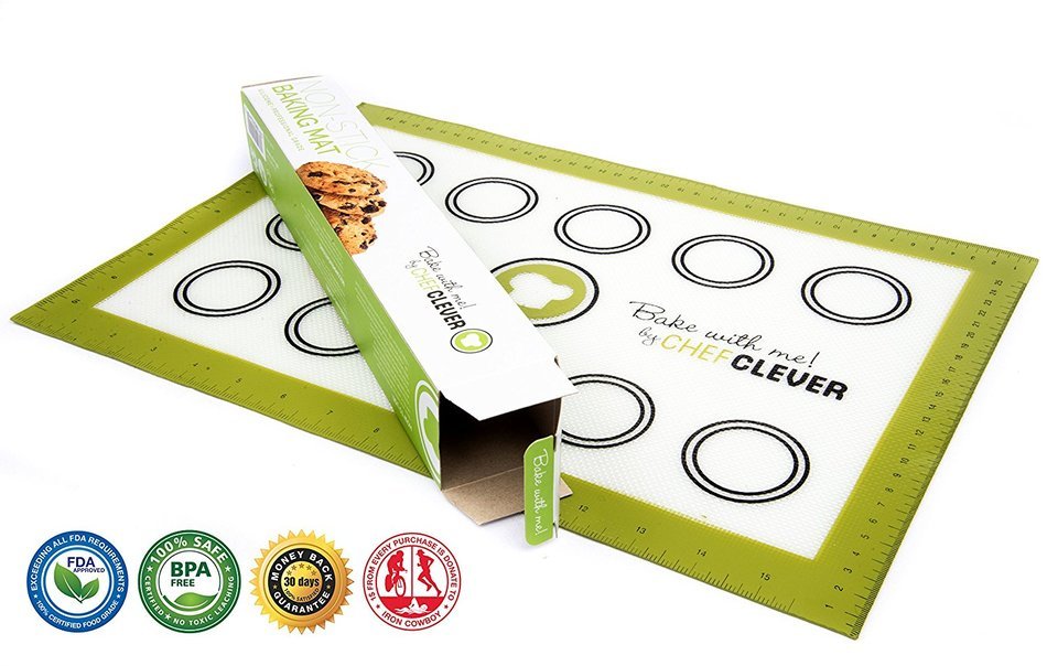 Chef Clever Premium Non-stick Silicone Baking Mat, Reusable Professional Baking Sheet Liner for Your 16.5x11 Jelly...