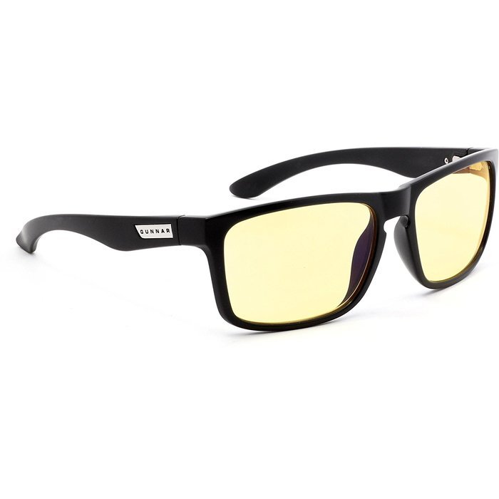 Gunnar Optiks INT-00101 Intercept Full Rim Advanced Video Gaming Glasses with Amber Lens Tint, Onyx Frame Finish N7