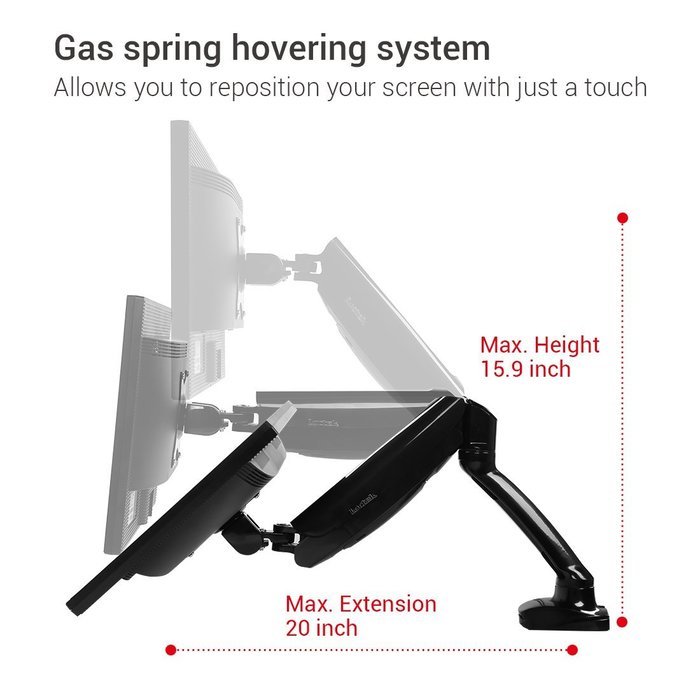 Loctek Heavy Duty Gas Spring Dual Arm Desk Mounts Fits 10"-27" Monitor (D5DH) N7