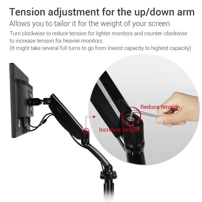 Loctek Heavy Duty Gas Spring Dual Arm Desk Mounts Fits 10"-27" Monitor (D5DH) N8