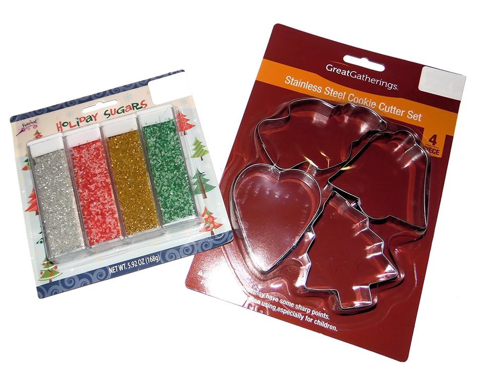 Christmas Holiday Cookie Cutters and Sprinkles Cookie Decorating Kit