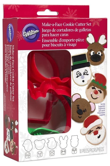 Wilton 2304-3400 10-Piece Christmas Make-a-Face Cookie Cutter Set