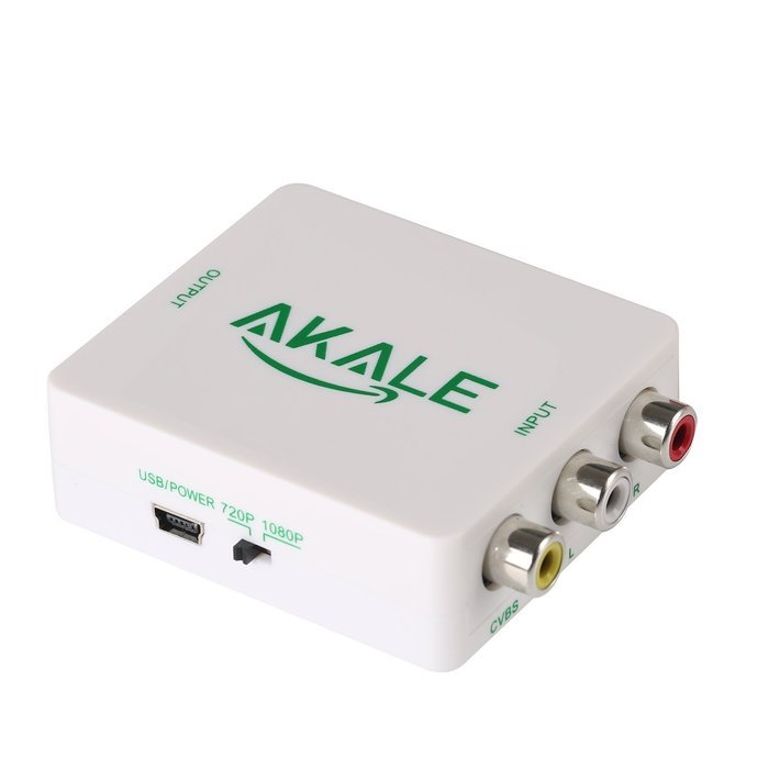 Akale RCA Composite CVBS AV to HDMI Video Audio Converter Adapter Mini Box Support 1080P for TV/PC/PS3/Blue-Ray... N9