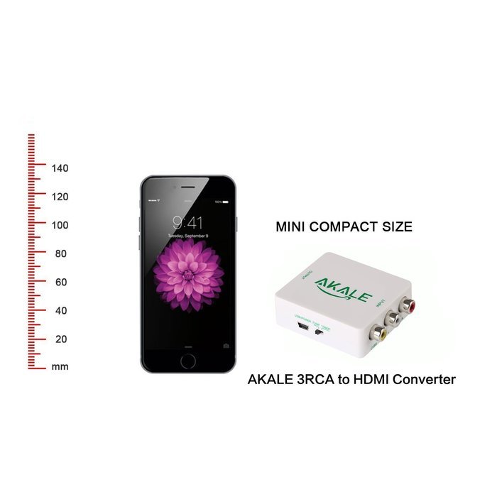 Akale RCA Composite CVBS AV to HDMI Video Audio Converter Adapter Mini Box Support 1080P for TV/PC/PS3/Blue-Ray... N14