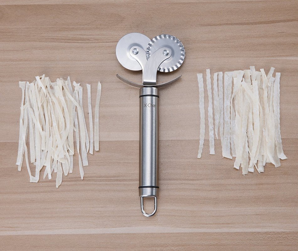 Pastry Wheel, X-Chef Stainless Steel Ravioli Cutter Double Edge Pizza Slicer for Kitchen Restaurant Office Christmas... N2