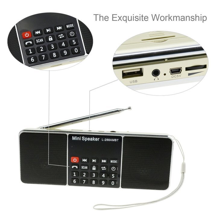 Portable Mutifunctional Bluetooth Dual Channel Digital AM / FM Radio Media Wireless Speaker MP3 Music Player Support... N4