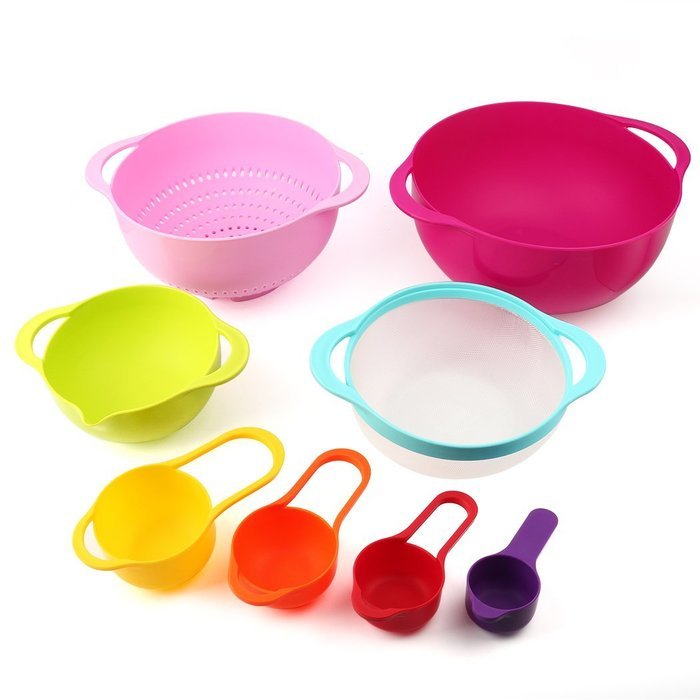 Mixing Bowl Set, MCIRCO Mixing Bowls Multi-color Nesting Bowl Set Large Plastic Bowl Colorful Measuring Cups Set... N2