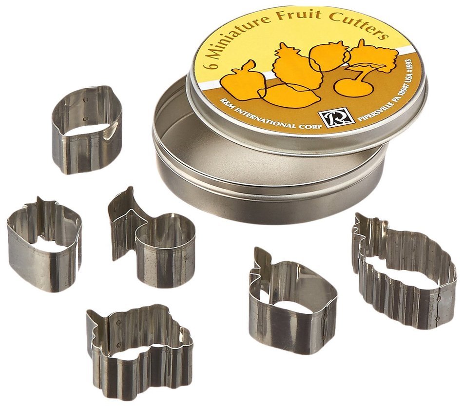 R & M Set of 6 Minature Fruit Themed Cookie/Pie Crust Cutters Beautiful Results and Easy to Use - 2" - 1.5"