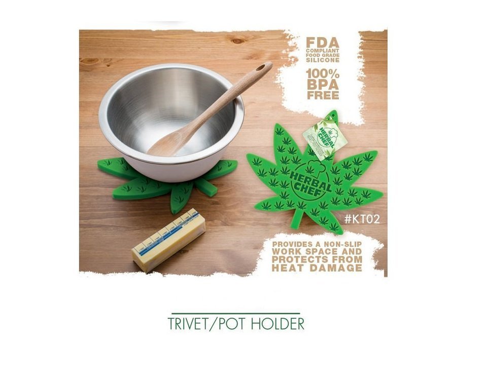 Herbal Chef Silicone Trivet/Pot Holder - 7" x 8" - Green N2