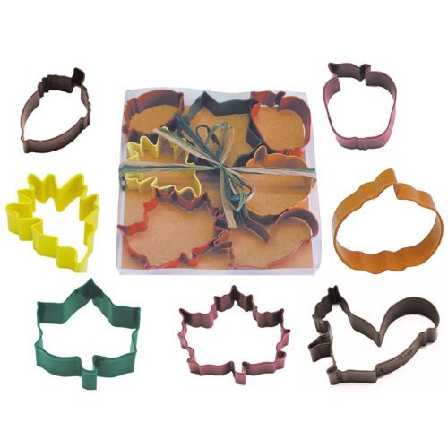 Autumn Leaf Poly Resin Coated Tin Cookie Cutter 7 Pc Set L1826