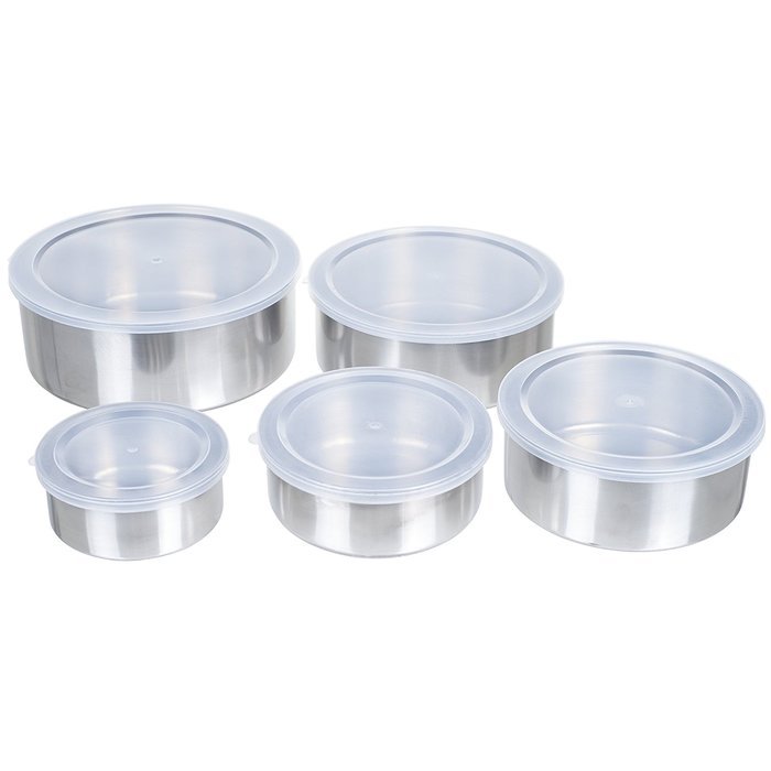 Chef Buddy 5 Piece Stainless Steel Bowl Set with Lids, Silver N4
