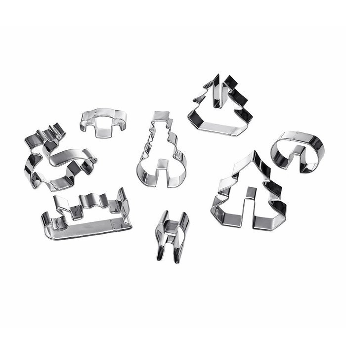 DECORA 8 Pieces Stainless Steel 3D Christmas Cookie Cutter Set