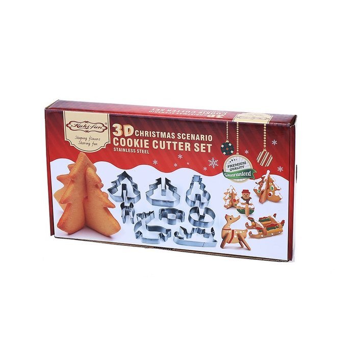 DECORA 8 Pieces Stainless Steel 3D Christmas Cookie Cutter Set N3