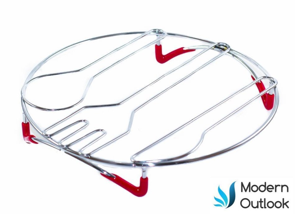 Modern Outlook Round Pot Holder, Metal Cooling Rack, Unique Utensil Design, Anti-Slip Coating, Chrome Finish,...