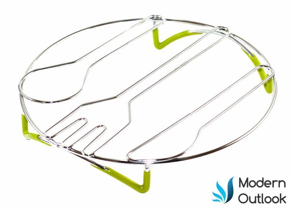 Modern Outlook Round Pot Holder, Metal Cooling Rack, Unique Utensil Design, Anti-Slip Coating, Chrome Finish,... N17