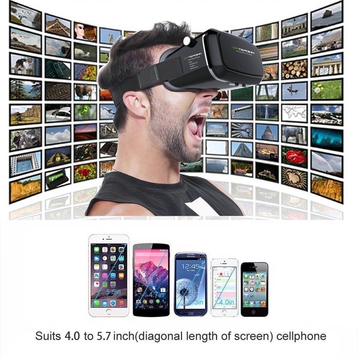 Tepoinn Second Version Virtual Reality Headset VR Goggle Box 3D Glasses for 3D Movies Video Games, Compatible... N17