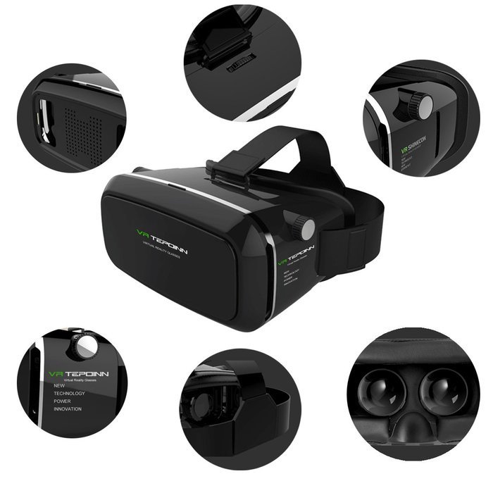 Tepoinn Second Version Virtual Reality Headset VR Goggle Box 3D Glasses for 3D Movies Video Games, Compatible... N18