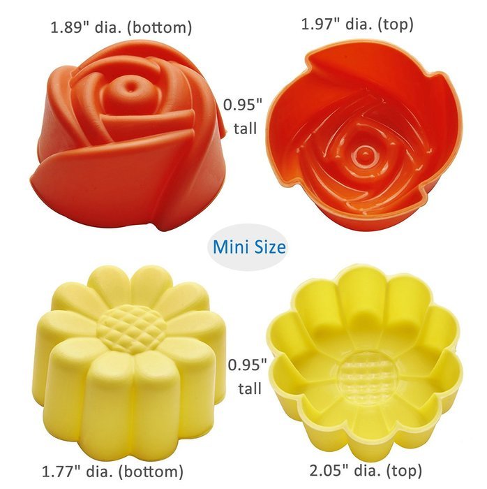 Chefaith 24 Pcs Reusable Silicone Mini Baking Cups, Cupcake Liners, Muffin Cups [12 Sunflower & 12 Rose Shaped... N2
