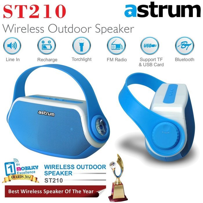 Astrum ST210 Portable Outdoor Wireless Bluetooth Speaker - HD Sound w Built-in Mic, FM Radio, Torchlight, Power... N7