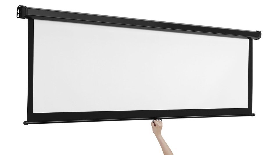 VonHaus 80-inch Widescreen Projector Screen (Manual Pull Down) Home Theater/Cinema or Presentation Platform -... N2