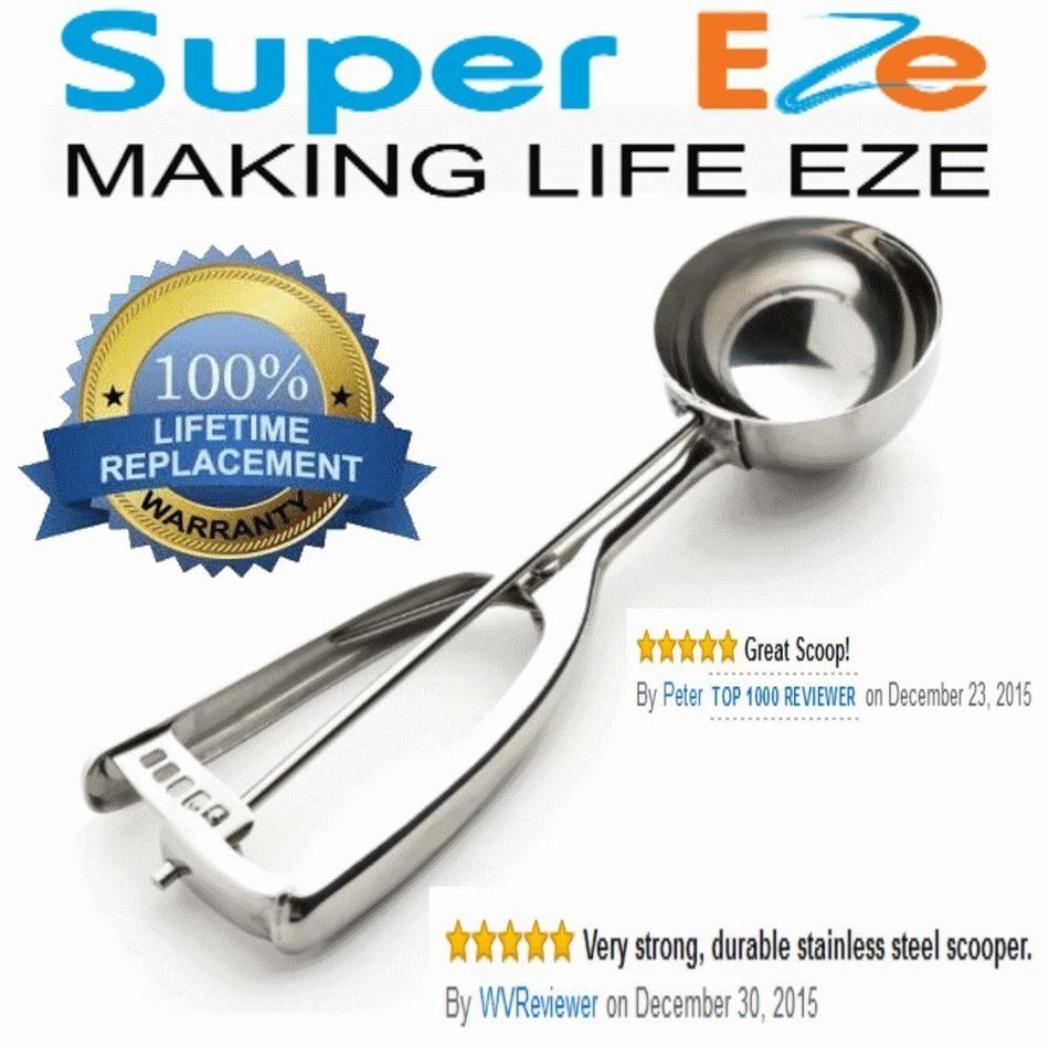 Best Cookie Dough Scoop by SuperEze -Top Stainless Steel Ice Cream Scoops -50mm Size 24 Dishers -1.5 Oz Medium... N2