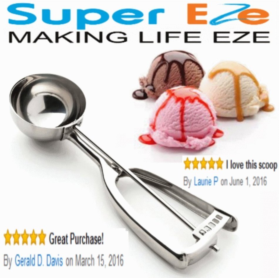 Best Cookie Dough Scoop by SuperEze -Top Stainless Steel Ice Cream Scoops -50mm Size 24 Dishers -1.5 Oz Medium... N3