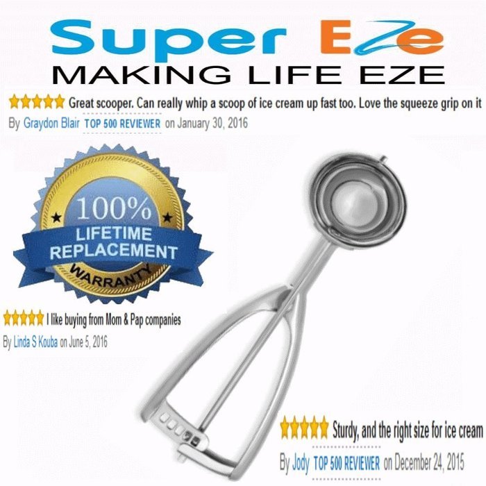 Best Cookie Dough Scoop by SuperEze -Top Stainless Steel Ice Cream Scoops -50mm Size 24 Dishers -1.5 Oz Medium... N10