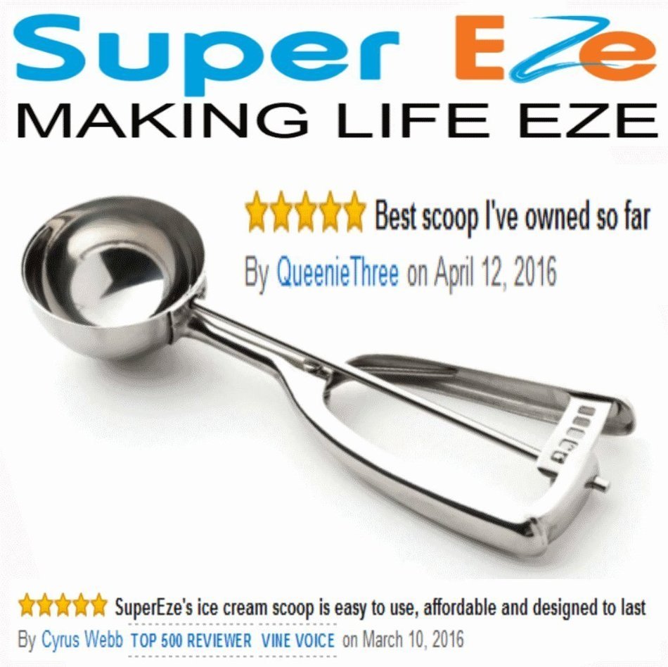 Best Cookie Dough Scoop by SuperEze -Top Stainless Steel Ice Cream Scoops -50mm Size 24 Dishers -1.5 Oz Medium... N13