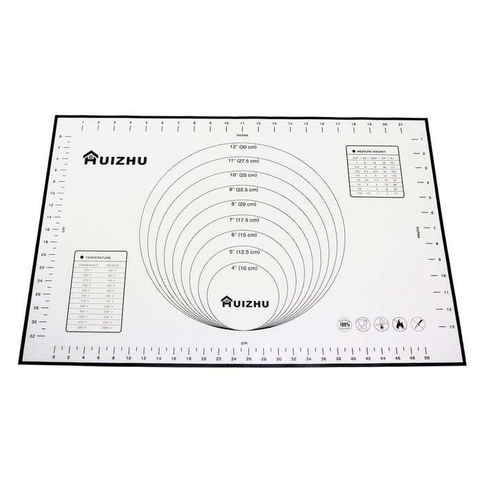 Silicone Pastry Mat With Measurements. 26"x18" Non-Slip Sheet Sticks To Countertop For Rolling Dough (1, BLACK)