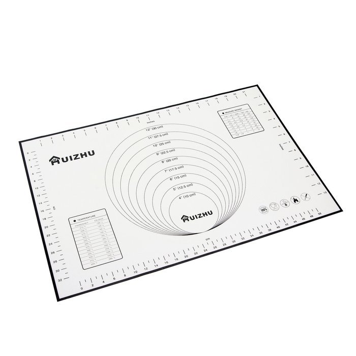 Silicone Pastry Mat With Measurements. 26"x18" Non-Slip Sheet Sticks To Countertop For Rolling Dough (1, BLACK) N2
