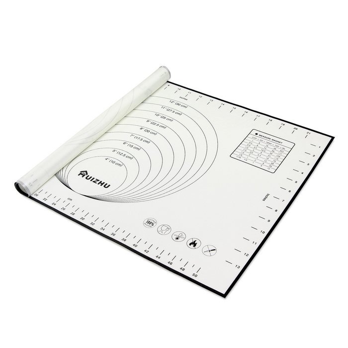 Silicone Pastry Mat With Measurements. 26"x18" Non-Slip Sheet Sticks To Countertop For Rolling Dough (1, BLACK) N4