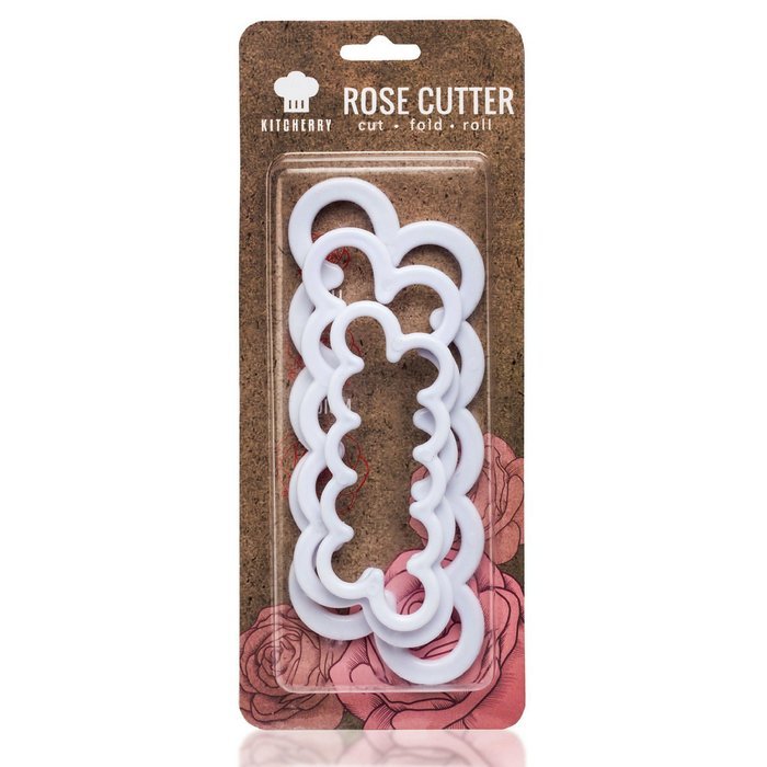 Rose Cutters Complete Set of 3 pcs & Instructions for Perfect Cake Decorating by Kitcherry