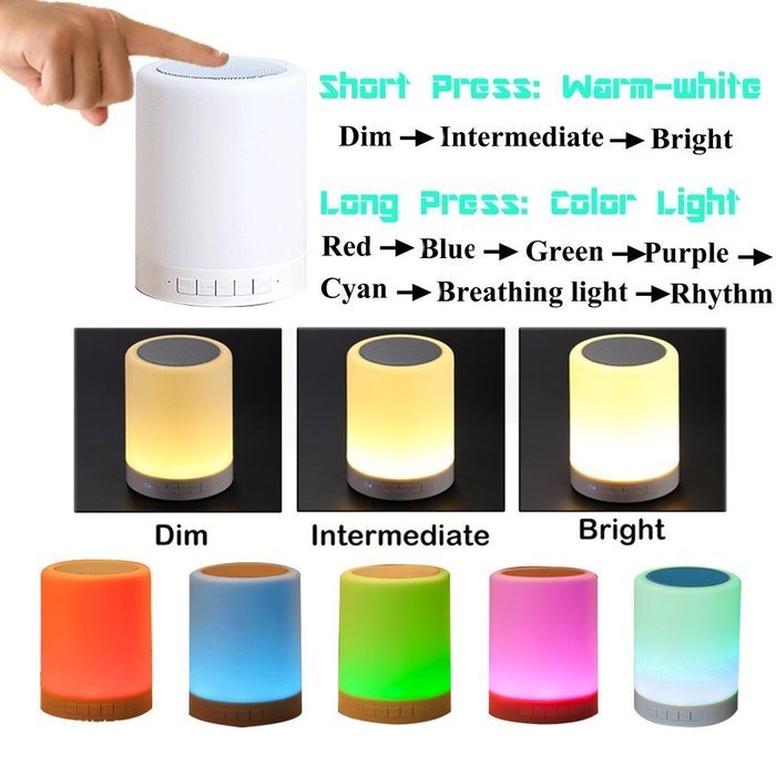 Portable Bluetooth Speaker Lamp for Indoor or Outdoor Camping, LED Lamp and Bluetooth Speaker, Smart Touch Muisc... N2