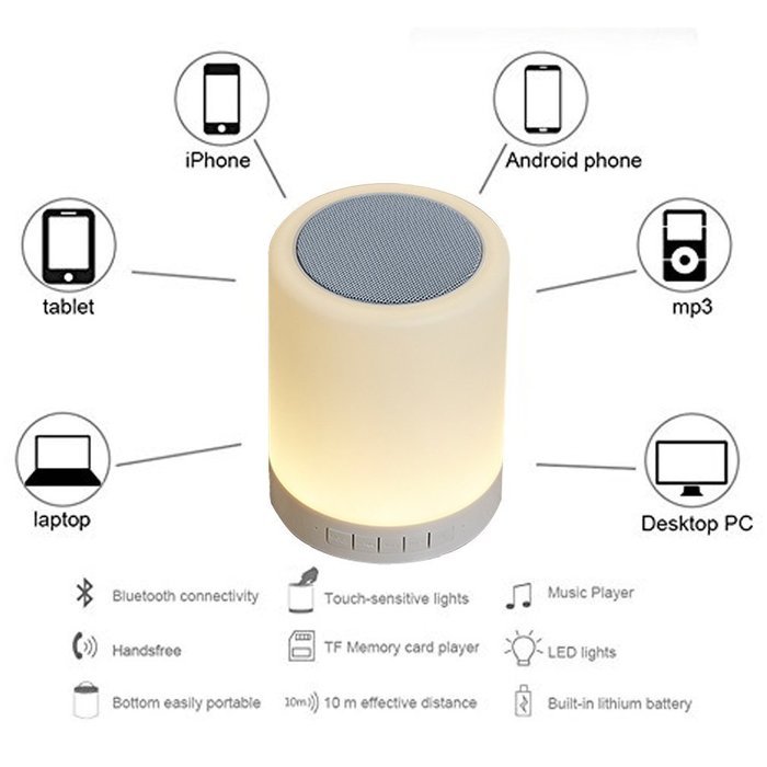 Portable Bluetooth Speaker Lamp for Indoor or Outdoor Camping, LED Lamp and Bluetooth Speaker, Smart Touch Muisc... N5