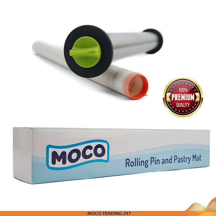 Premium Stainless Steel Rolling Pin & Silicon Pastry Mat, 3 Adjustable Disc For Precise Thickness, French Style... N2